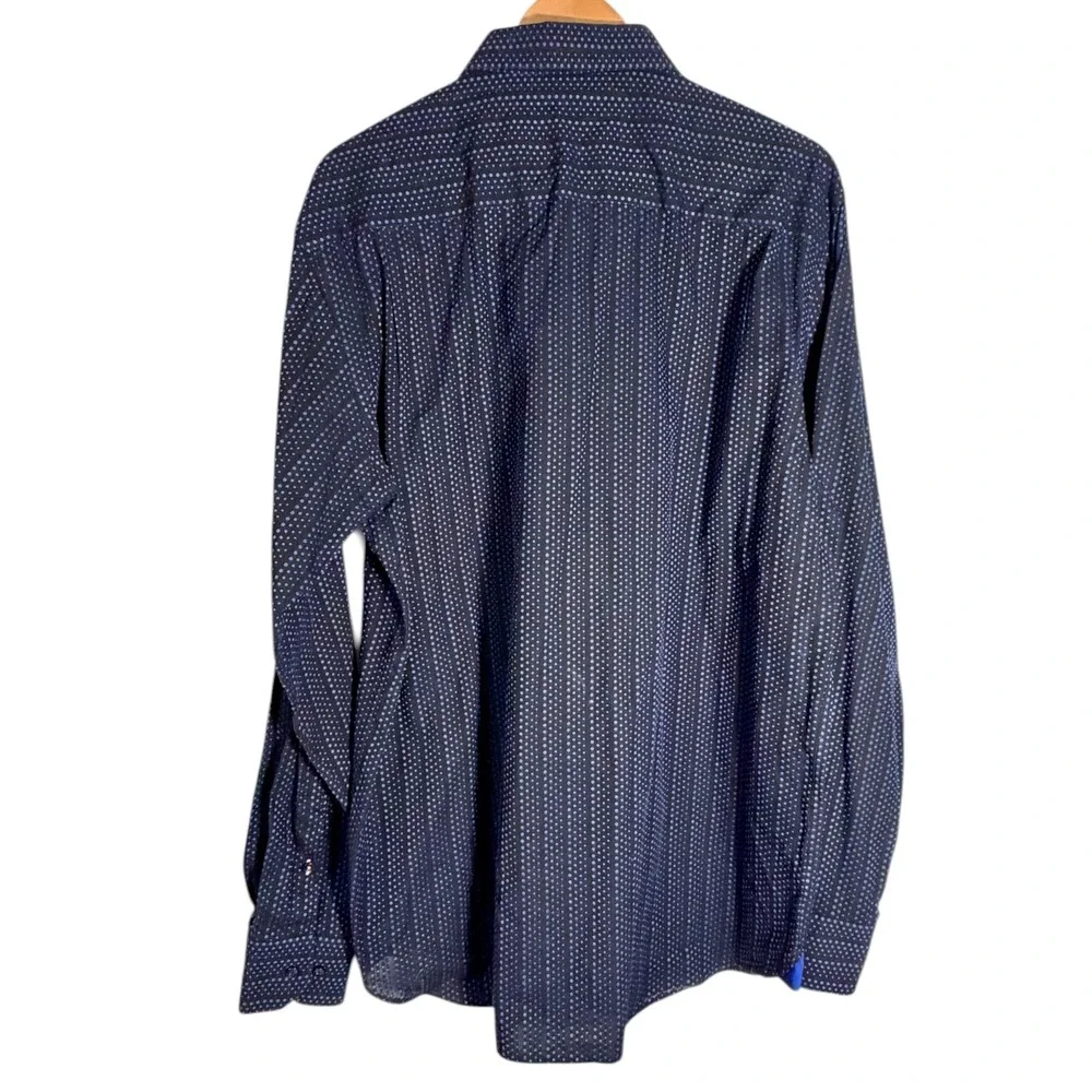 Visconti Black 2 Ply Mercerized Cotton Embroidered Dress‎ Shirt Black Dots XL